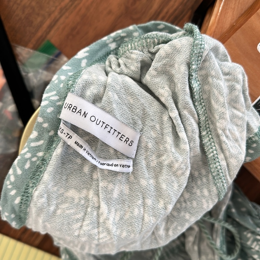 Green Patterned V-Neck Romper - image 2